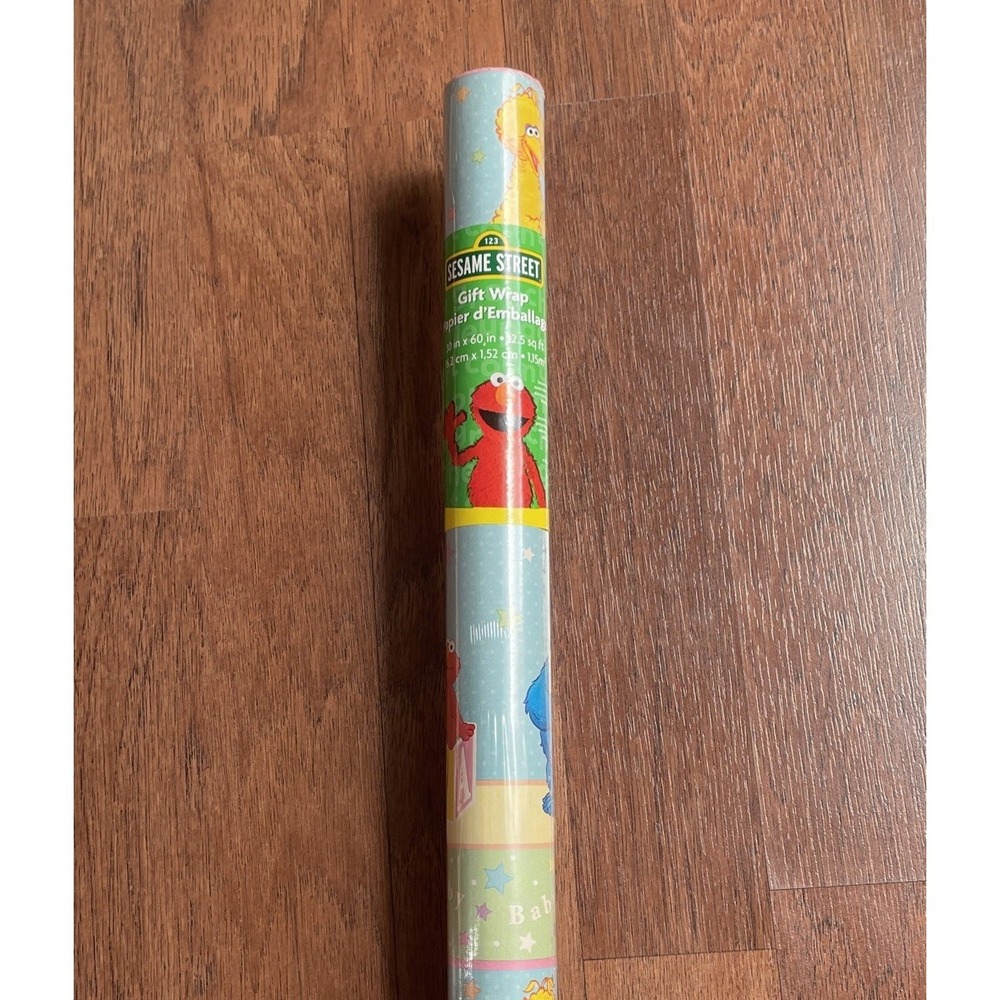 Sesame Street Wrapping Paper Roll 12.5 Sq. Ft. NEW Big Bird Elmo Baby Gift Paper